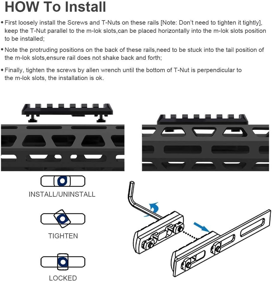 M-Lok Picatinny Rails - 3pcs
